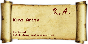 Kunz Anita névjegykártya
