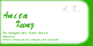 anita kunz business card